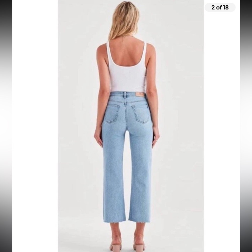 7 For All Mankind Luxe Vintage Cropped Alexa Jeans W/ Cut Hem 31 Wide Leg